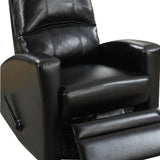 Benzara Swivel Recliner Chair In Black Faux Leather BM166611 Black Faux Leather Plywood Solid Pine Fiber Battings BM166611