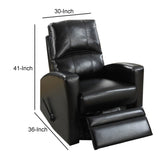 Benzara Swivel Recliner Chair In Black Faux Leather BM166611 Black Faux Leather Plywood Solid Pine Fiber Battings BM166611