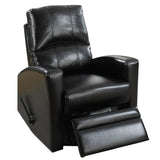 Benzara Swivel Recliner Chair In Black Faux Leather BM166611 Black Faux Leather Plywood Solid Pine Fiber Battings BM166611