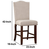 Benzara Rubber Wood High chair With Studded Trim, Cream & Cherry Brown, Set of 2 BM166612 Cream & Brown Rubber Wood BM166612