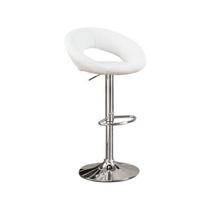 Benzara Metal Base Bar Stool With Faux Leather Seat White & Silver Set of 2 BM166614 White & Silver Chrome Faxu Leather Mdf BM166614