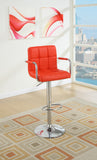 Benzara Chair Style Barstool With Faux Leather Seat And Gas Lift Red And Silver Set of 2 BM166618 Red Pvc  Faux Leather  Mdf BM166618