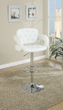 Benzara Chair Style Barstool With Tufted Seat And Back White And Silver BM166622 White White Pvc Faux Leather Mdf BM166622
