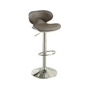 Benzara Bar Stool With Gas Lift Espresso Brown And Silver Set of 2 BM166623 Brown Espresso Pvc Faux Leather Mdf BM166623