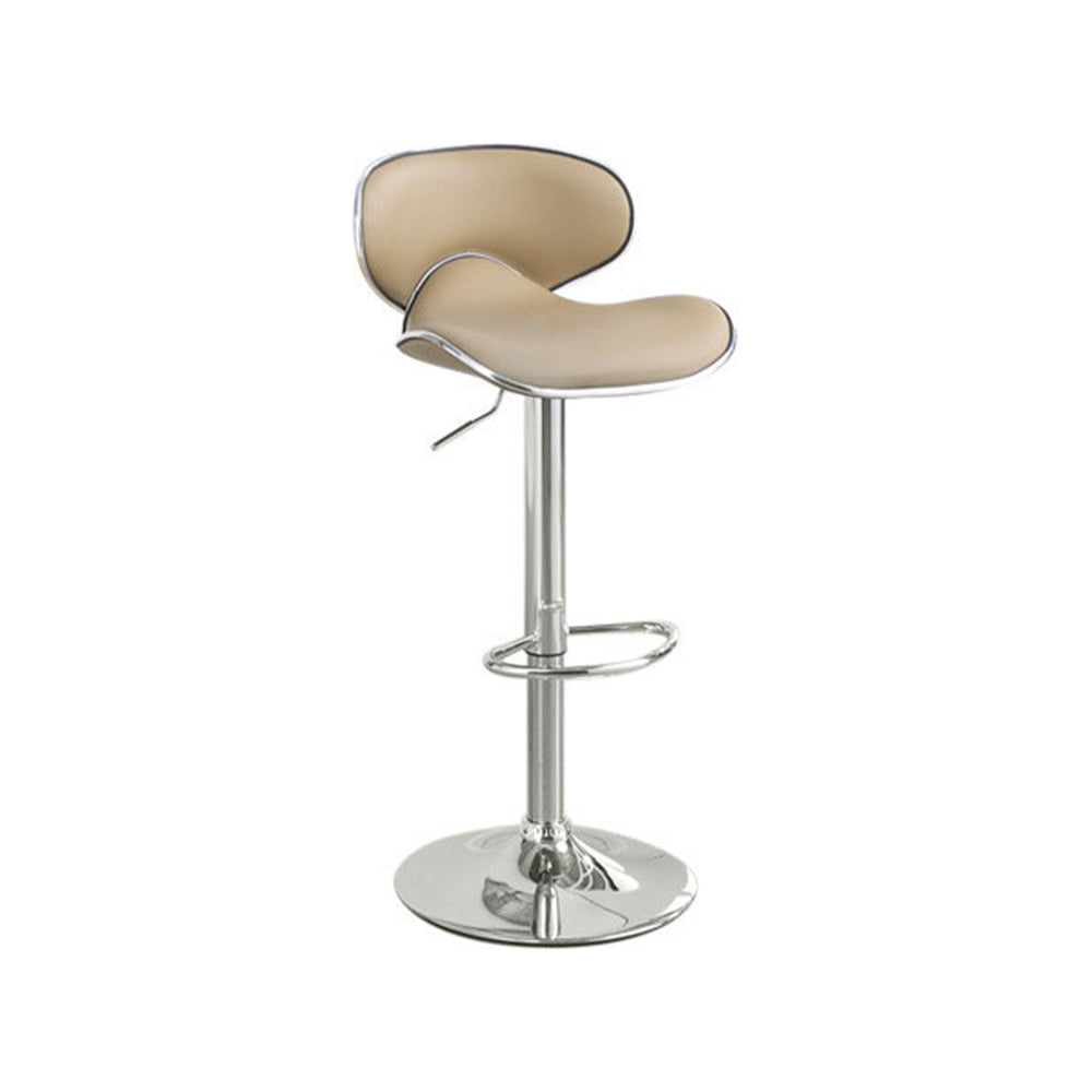 Benzara Bar Stool With Gas Lift Brown And Silver Set of 2 BM166624 Brown Brown Pvc Faux Leather Mdf BM166624