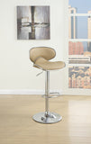 Benzara Bar Stool With Gas Lift Brown And Silver Set of 2 BM166624 Brown Brown Pvc Faux Leather Mdf BM166624