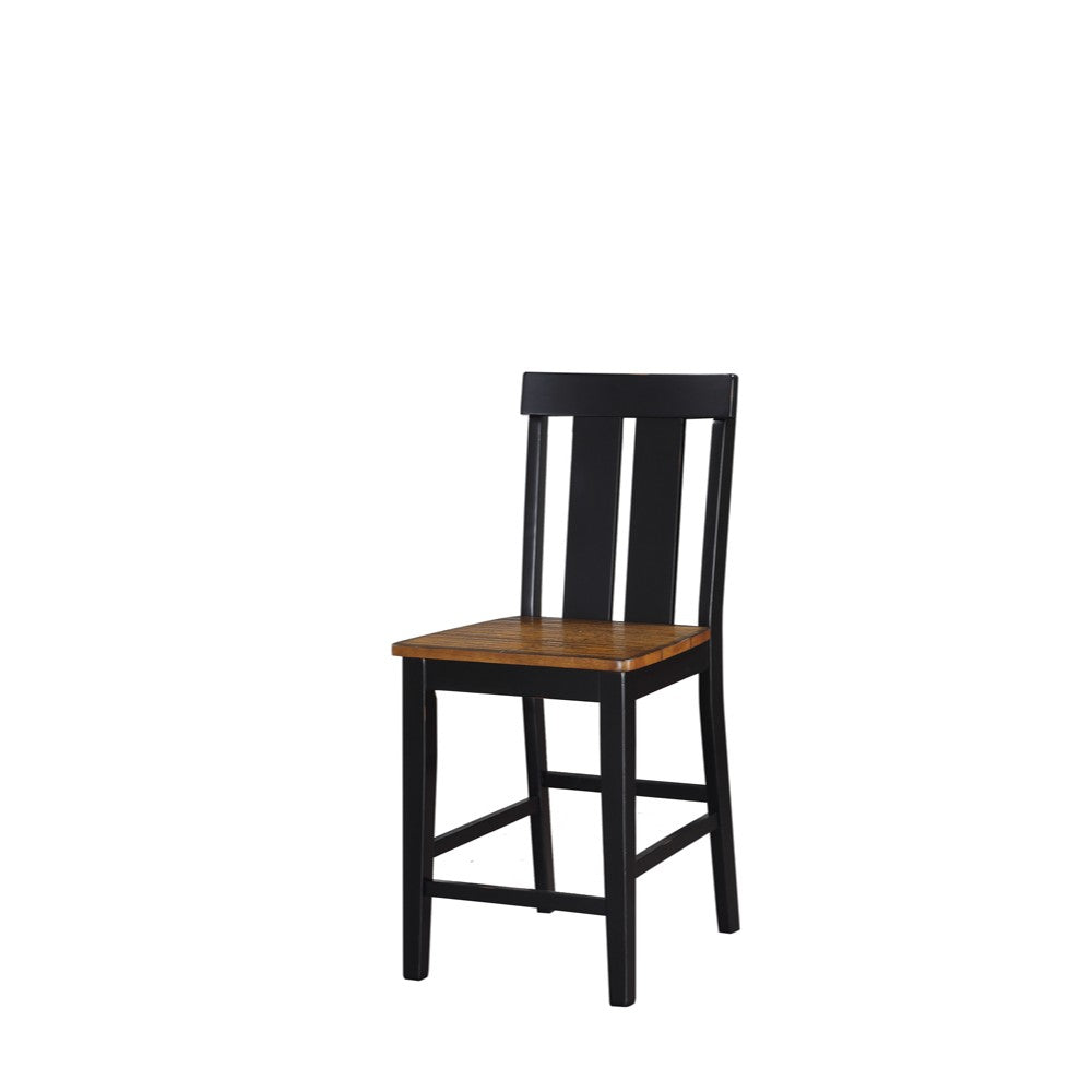 Benzara Rubber Wood High Chair, Black & Brown, Set of 2 BM166625 Brown Rubber Wood BM166625