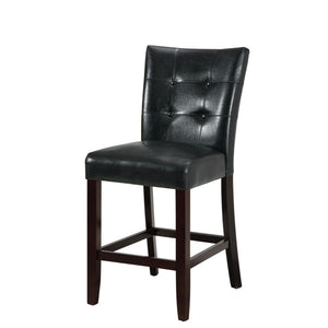 Benzara Wood & Polyurethane High Chair, Black & Brown, Set of 2 BM166660 Black & Brown Black Faux Leather Poplar Wood BM166660