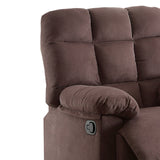 Benzara Recliner With Tufted Back And Roll Arms In Brown BM166718 Brown Pine Wood Particle Board Metal Frame BM166718