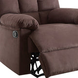 Benzara Recliner With Tufted Back And Roll Arms In Brown BM166718 Brown Pine Wood Particle Board Metal Frame BM166718