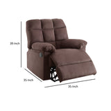 Benzara Recliner With Tufted Back And Roll Arms In Brown BM166718 Brown Pine Wood Particle Board Metal Frame BM166718