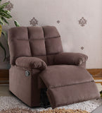 Benzara Recliner With Tufted Back And Roll Arms In Brown BM166718 Brown Pine Wood Particle Board Metal Frame BM166718