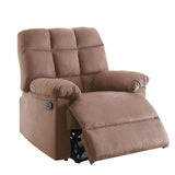 Benzara Recliner With Tufted Back And Roll Arms In Saddle Brown BM166720 Brown Pine Wood Particle Board Metal Frame BM166720