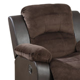 Benzara Polyurethane Rocker Recliner In Choco Suede Brown BM166725 Brown Faux Leather Solid Pine Plywood BM166725