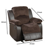 Benzara Polyurethane Rocker Recliner In Choco Suede Brown BM166725 Brown Faux Leather Solid Pine Plywood BM166725