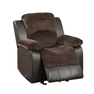 Benzara Polyurethane Rocker Recliner In Choco Suede Brown BM166725 Brown Faux Leather Solid Pine Plywood BM166725