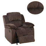 Benzara Rocker Recliner In Choco Brown Suede Fabric BM166727 Brown Chocolate Padded Suede Solid Pine Plywood BM166727