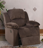 Benzara Rocker Recliner In Choco Brown Suede Fabric BM166727 Brown Chocolate Padded Suede Solid Pine Plywood BM166727