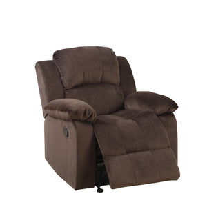 Benzara Rocker Recliner In Choco Brown Suede Fabric BM166727 Brown Chocolate Padded Suede Solid Pine Plywood BM166727