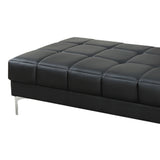 Benzara Leather Ottoman In Black BM166757 Black Leather PlywoodPineMetal Leg Foam Fiber BM166757