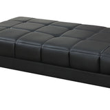 Benzara Leather Ottoman In Black BM166757 Black Leather PlywoodPineMetal Leg Foam Fiber BM166757