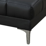 Benzara Leather Ottoman In Black BM166757 Black Leather PlywoodPineMetal Leg Foam Fiber BM166757