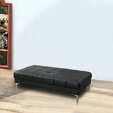 Benzara Leather Ottoman In Black BM166757 Black Leather PlywoodPineMetal Leg Foam Fiber BM166757