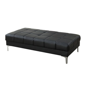 Benzara Leather Ottoman In Black BM166757 Black Leather PlywoodPineMetal Leg Foam Fiber BM166757