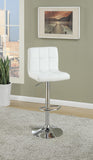 Benzara Armless Chair Style Bar Stool With Gas Lift White And Silver Set of 2 BM167106 White PVC Faux Leather & MDF BM167106