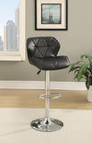 Benzara Barstool with Gaslight In Tufted Leather Black Set of 2 BM167116 Black Chrome base Gas Lift Faux Leather BM167116