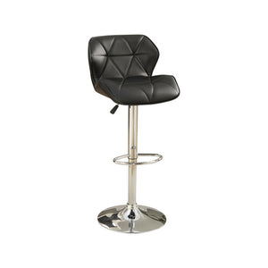 Benzara Barstool with Gaslight In Tufted Leather Black Set of 2 BM167116 Black Chrome base Gas Lift Faux Leather BM167116