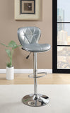 Benzara Polyurethane Swivel Barstool Silver Set of 2 BM167126 Silver Faux Leather Plastic lumber  foam & metal BM167126