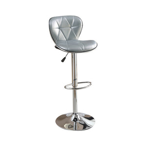 Benzara Polyurethane Swivel Barstool Silver Set of 2 BM167126 Silver Faux Leather Plastic lumber  foam & metal BM167126