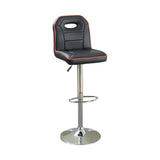 Benzara Polyurethane Swivel Barstool With Orange Trim Black Set of 2 BM167127 Black Faux Leather Plastic lumber  foam & metal BM167127