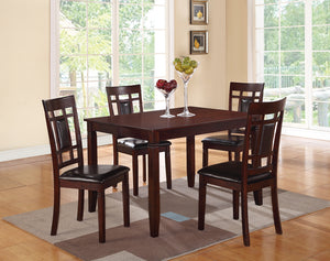 Benzara Wooden And Leather 5 Pieces Dining Set In Brown And Black BM167131 Brown & Black Espavel Wood Particle Board w/ Birch Veneer BM167131