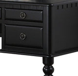 Benzara Commodious Vanity Set Featuring Stool And Mirror Black BM167179 Black Rubber WoodMDF / Birch Veneer BM167179