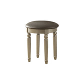 Benzara Commodious Vanity Set Featuring Stool And Mirror Silver BM167180 Silver Rubber WoodMDF / Birch Veneer BM167180