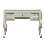 Benzara Cherub Vanity Set Featuring Stool And Mirror Silver BM167185 Silver Rubber wood MDF / Birch Veneer BM167185