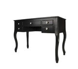 Benzara Cherub Vanity Set Featuring Stool And Mirror Black BM167186 Black Rubber wood MDF / Birch Veneer BM167186