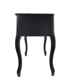 Benzara Cherub Vanity Set Featuring Stool And Mirror Black BM167186 Black Rubber wood MDF / Birch Veneer BM167186