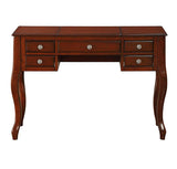 Benzara Cherub Vanity Set Featuring Stool And Mirror Cherry Brown BM167187 Brown Rubber wood MDF / Birch Veneer BM167187