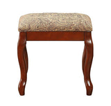 Benzara Cherub Vanity Set Featuring Stool And Mirror Cherry Brown BM167187 Brown Rubber wood MDF / Birch Veneer BM167187