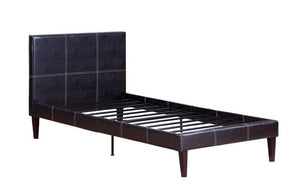 Benzara Leather Upholstered Bed With Slats, Brown BM167260 Brown Faux LeatherMDF BM167260