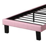 Benzara Polyurethane Twin Size Bed In High Headboard In Pink BM167271 Pink Faux Leather,Plywood with solid pine, Plywood,wood BM167271