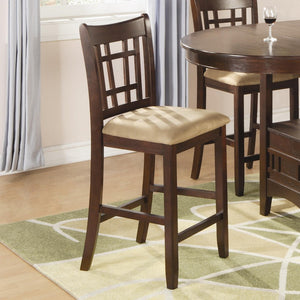 Benzara Wooden Armless Counter Height Chair, Tan & Warm Brown., Set of 2 BM168045 Brown Wood & Fabric BM168045