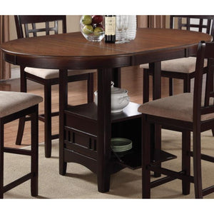 Benzara Dual-Tone Counter Height Dining Table With Storage Base, Brown BM168068 Brown Wood BM168068