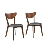Benzara Dining Side Chair with curved Back, Brown & Black, Set of 2 BM168072 Brown and Black Wood & Fabric BM168072