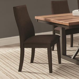 Benzara Upholstered Wooden Dining Side Chair, Brown , Set of 2 BM168088 Brown Wood & Fabric BM168088