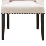 Benzara Side Dining Chair, Beige & Smokey Black BM168101 Beige & Black Wood & Fabric BM168101