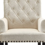 Benzara Diamond Tufted Upholstered Dining Chair, Cream & Smokey Black BM168130 Cream & Black Wood & Fabric BM168130